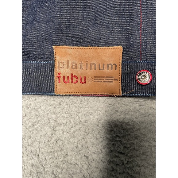 Vintage Platinum Fubu Fat Albert Denim Jean Jacket Mens XL Blue Rap Hip Hop - Picture 10 of 14